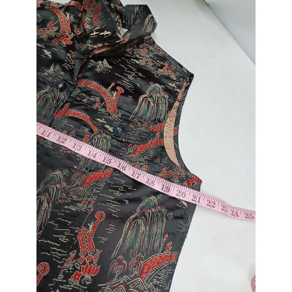 Chico's Art-to-Wear Rayon Silk Chinese Japanese Tapestry Art Vest Jacket Sz 2 - Picture 7 of 10